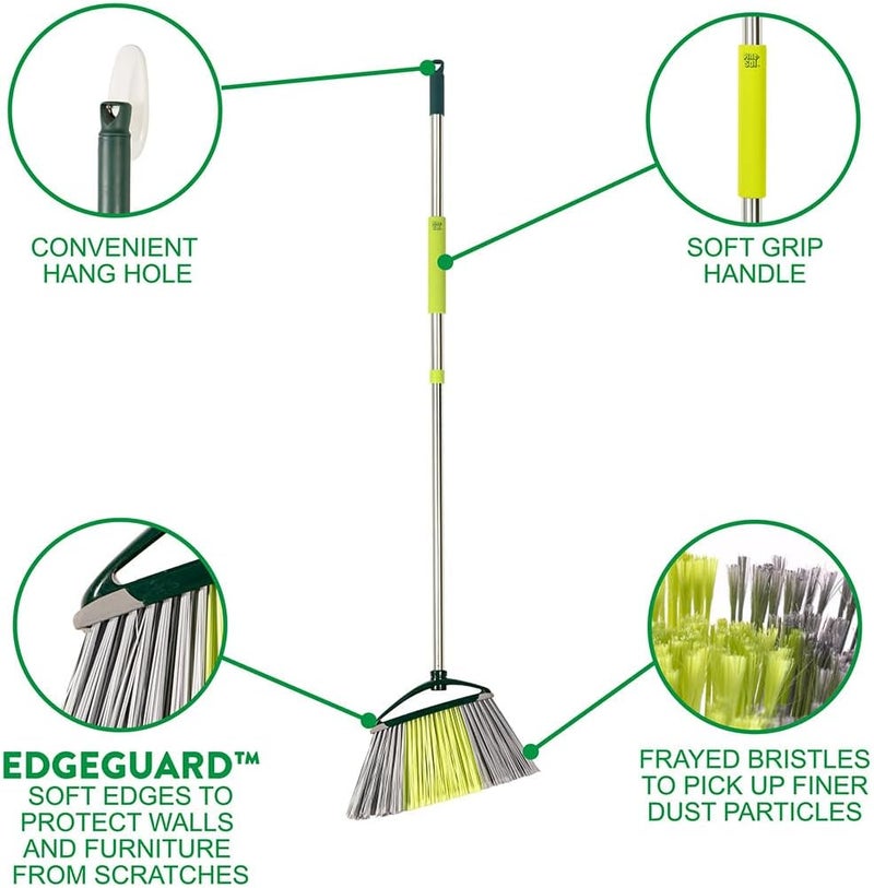 Pine Sol Indoor Jumbo Broom with Long, Stainless Steel Collapsible Handle for Easy Storage, Heavy Duty Angle Bristles for Wood, Tile, Linoleum, and More - Sweeps Wet or Dry Debris - Image 2